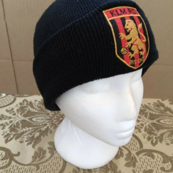 KLM FC BEANIE,Toque Black Cap Fold over - Picture 3 of 3